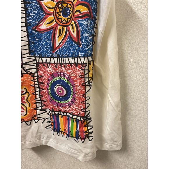 NWT 80s Vintage Jacques Moret Double Tank Top ETHNIC BLOCK PRINT TANK TOP OS - Picture 2 of 7